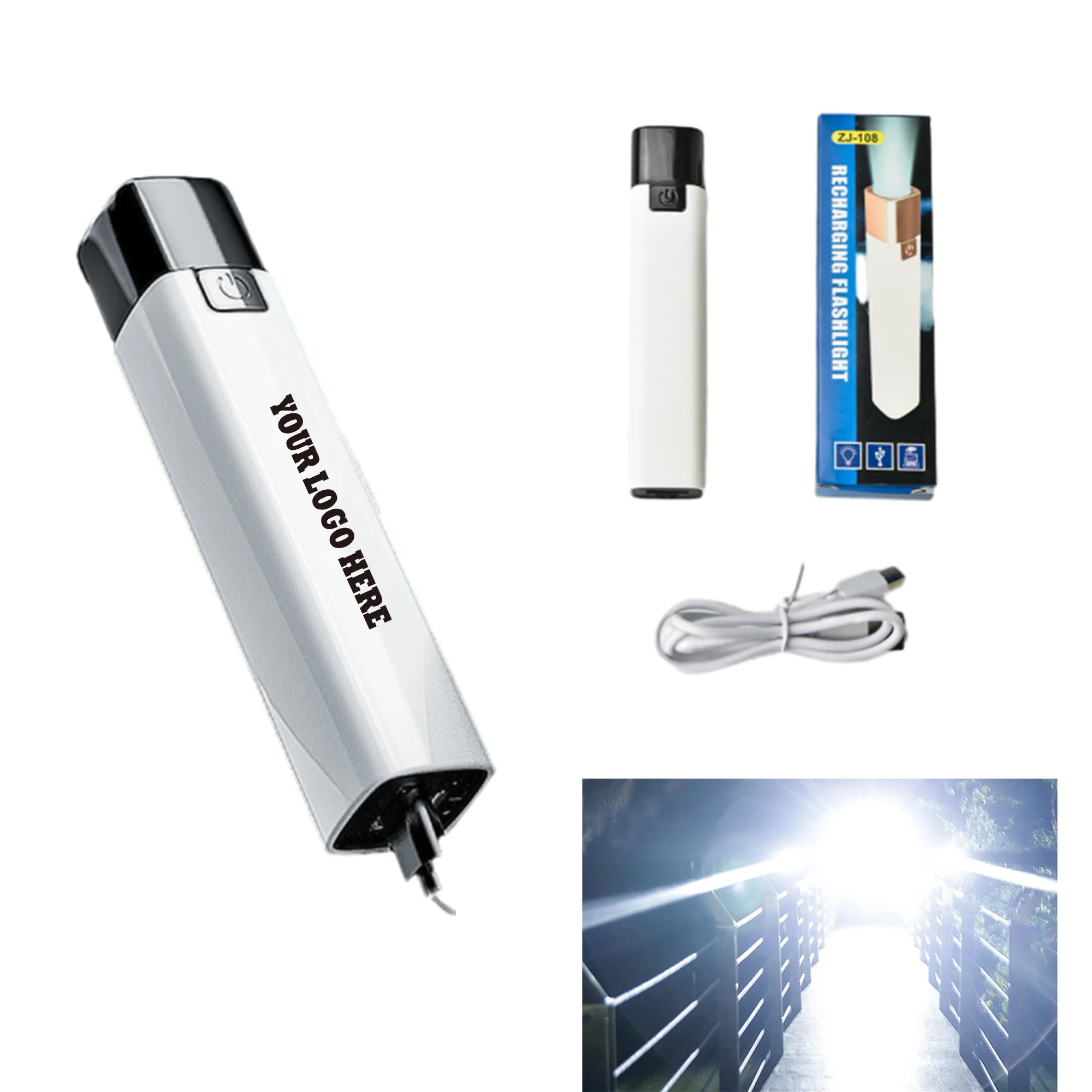 MOQ 50PCS Portable Small Size Charger Flashlight Power Bank 2