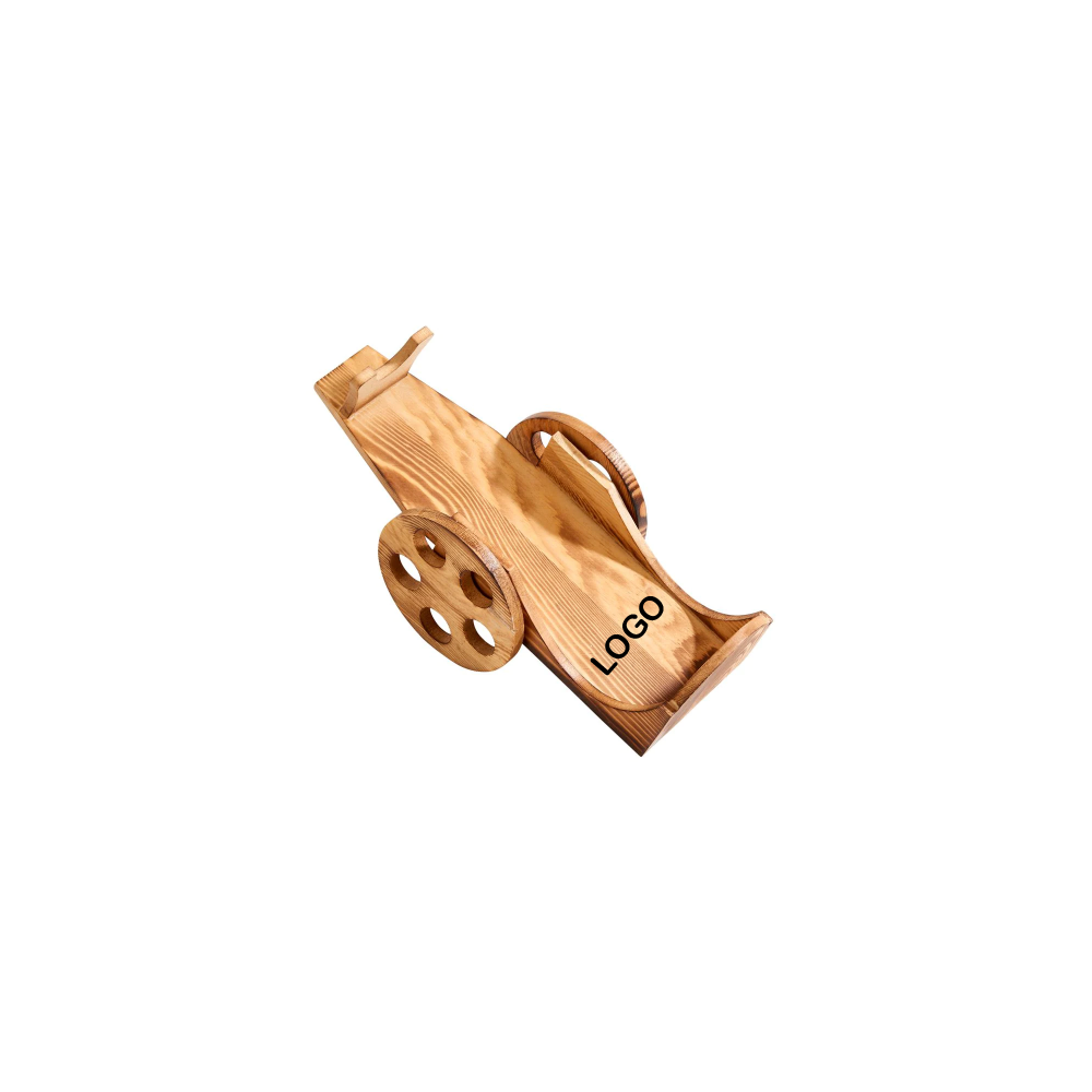 LIGHT WOOD WINE BOTTLE CART 3