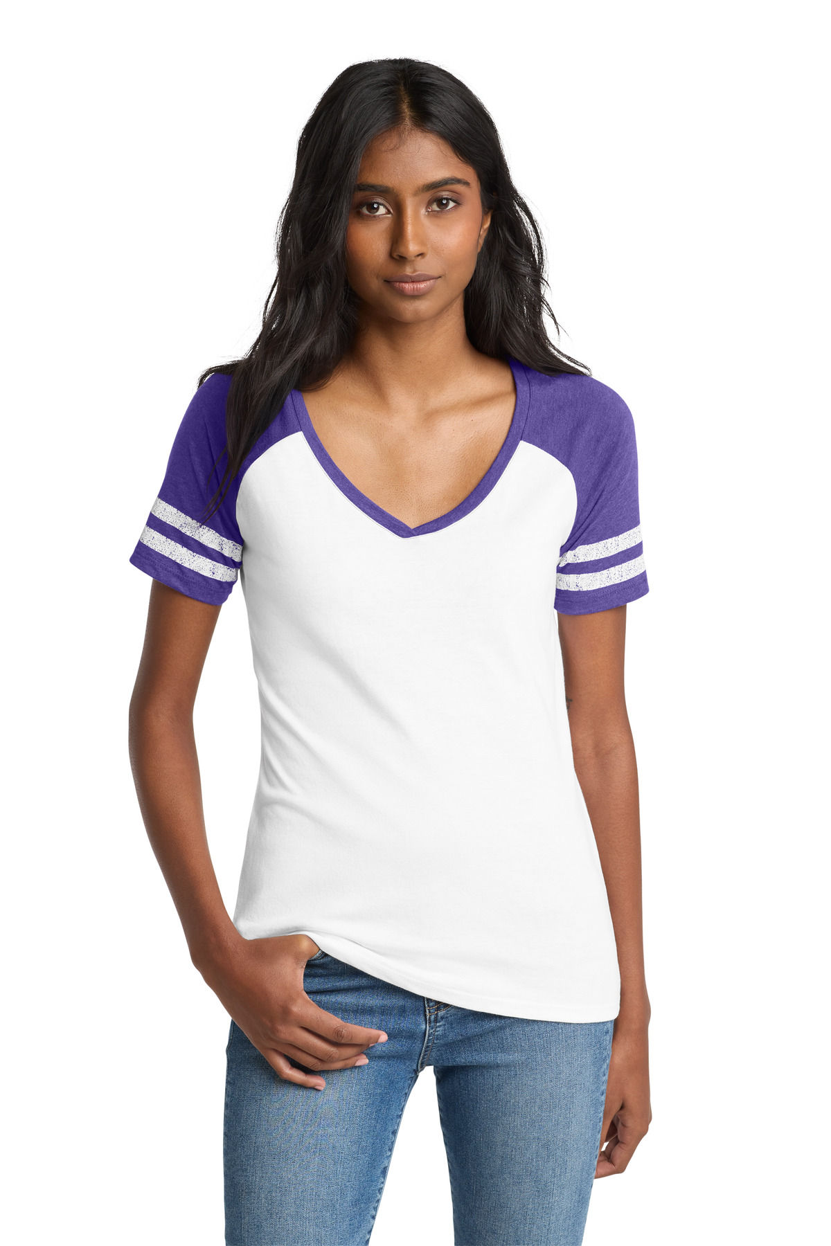 District Women's Game V-Neck Tee. DM476 10