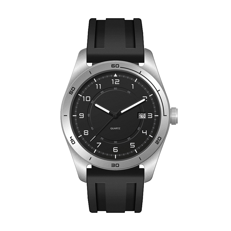 WC6602 42MM STEEL MATTE SILVER CASE, 3 HAND MVMT, BLACK DIAL, DTE DISPLAY, SILICONE STRAP, FLAT MINERAL CRY 1