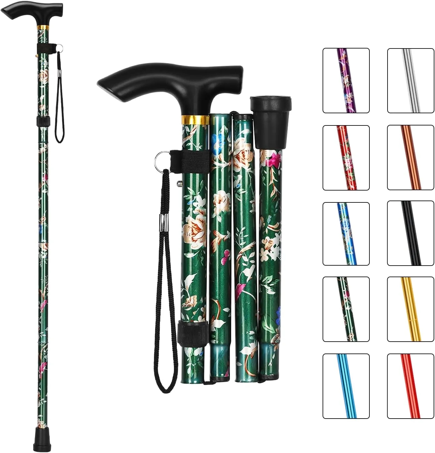 Portable Folding Aluminum Walking Stick 12