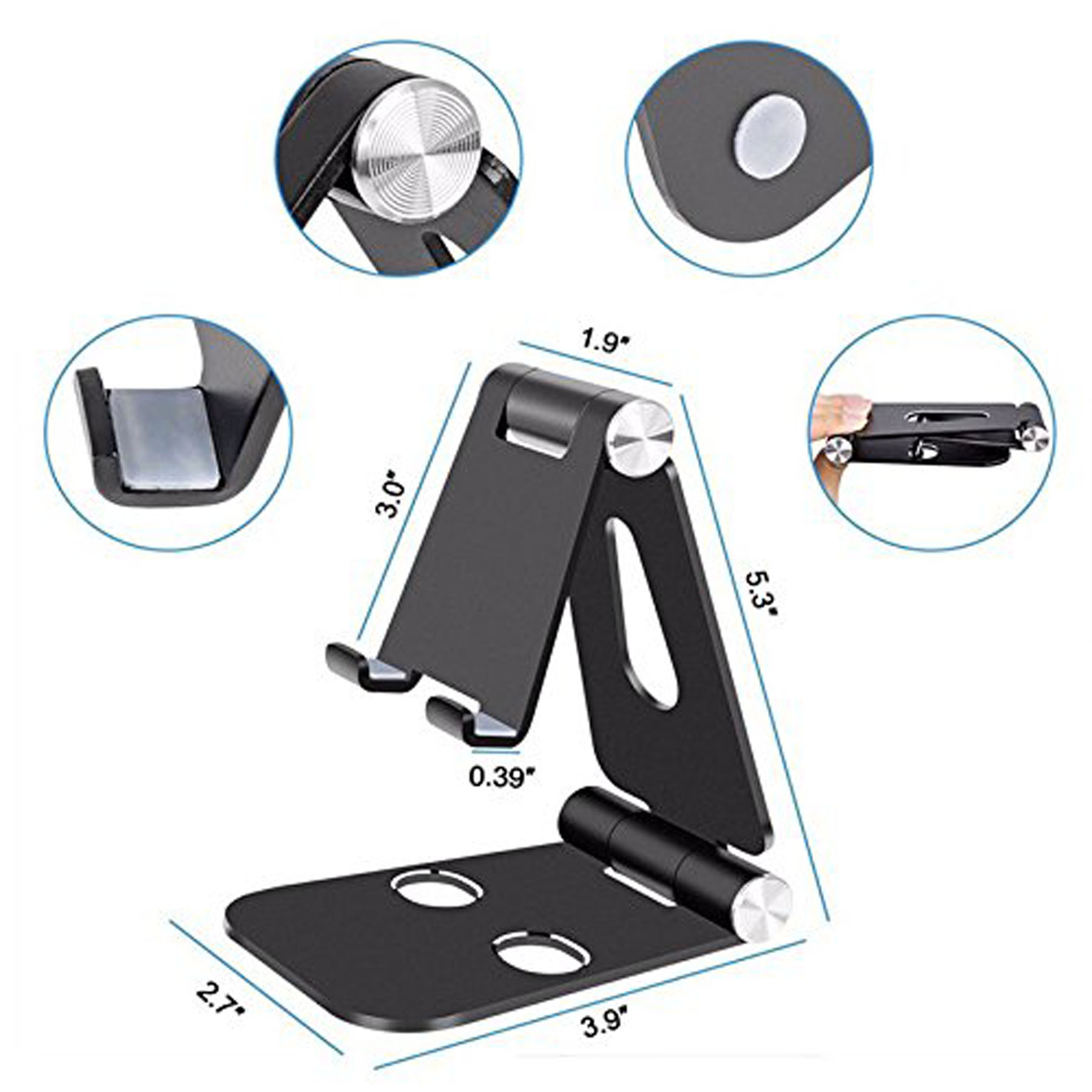 iBank ® Premium Aluminum Desktop Phone Stand – Fully Foldable & Multi-Angle Adjustable Holder 2