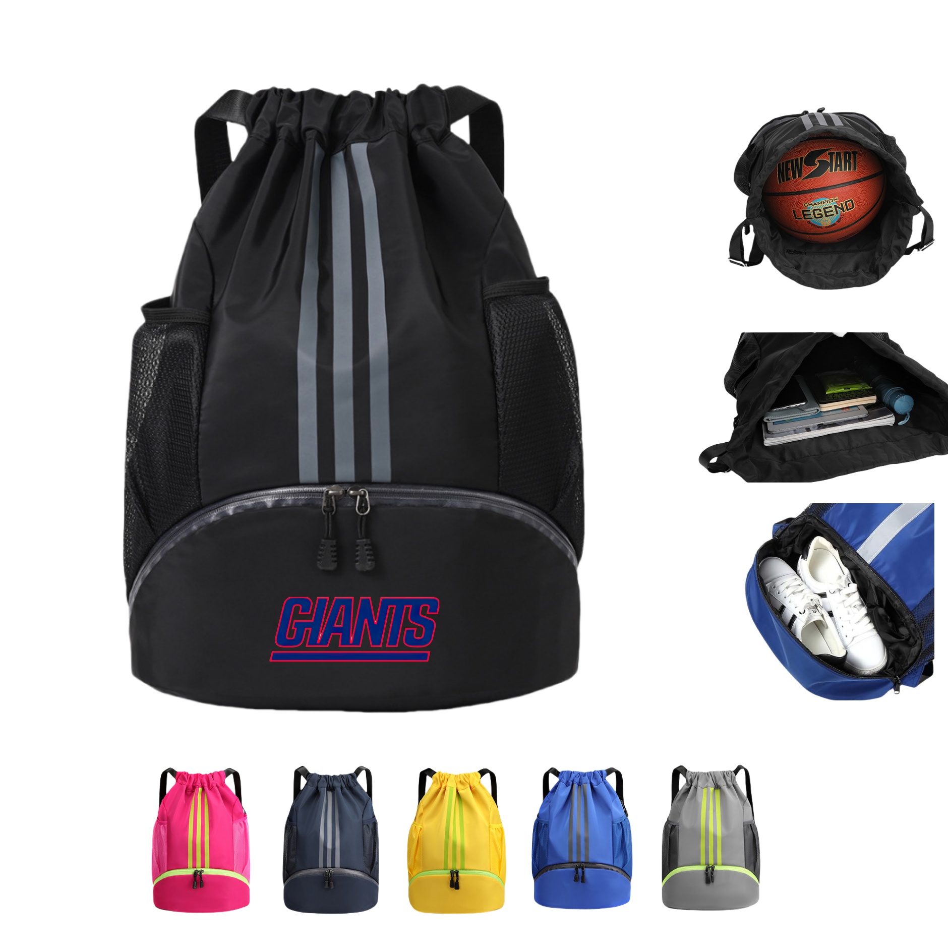 Sports Drawstring Backpack with Shoes Compartment 7