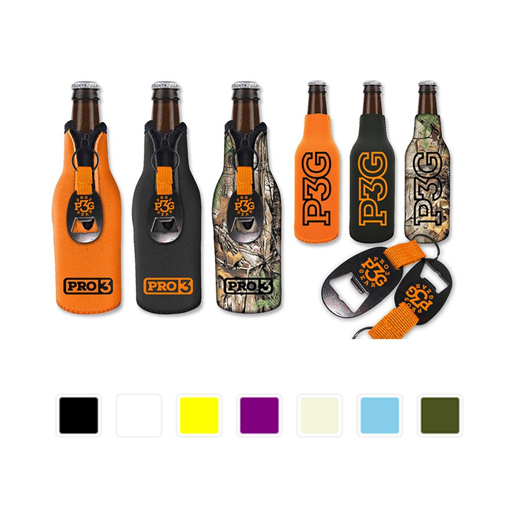 Neoprene Beer Bottle Insulator Sleeve w/Opener, custom can cooler with logo imprint 2