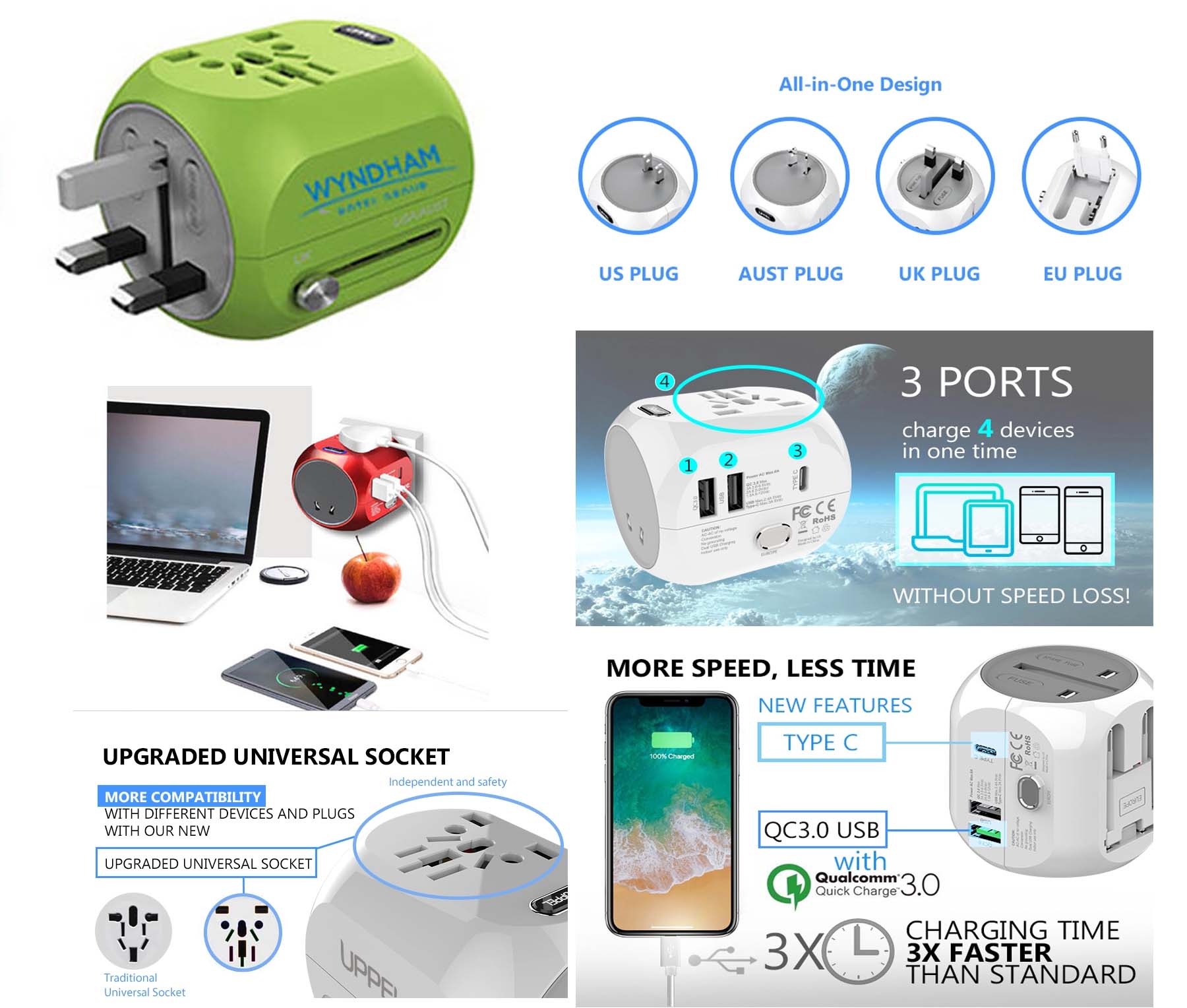 iBank ® Universal Travel Adapter, International Power Adapter 3