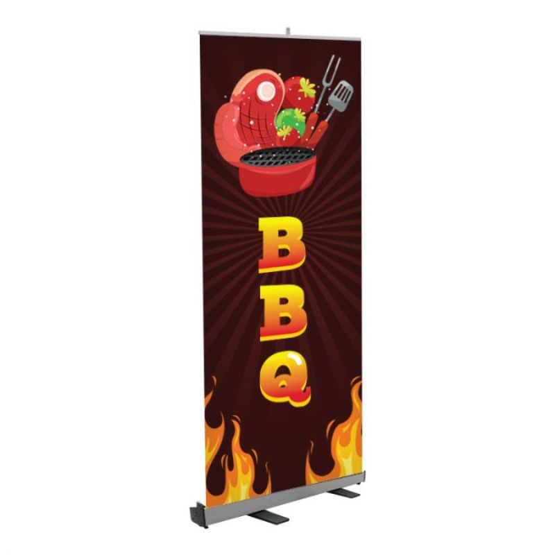 BBQ Pre Printed Premium Retractable Banner Dark Brown 33" x 80" 1