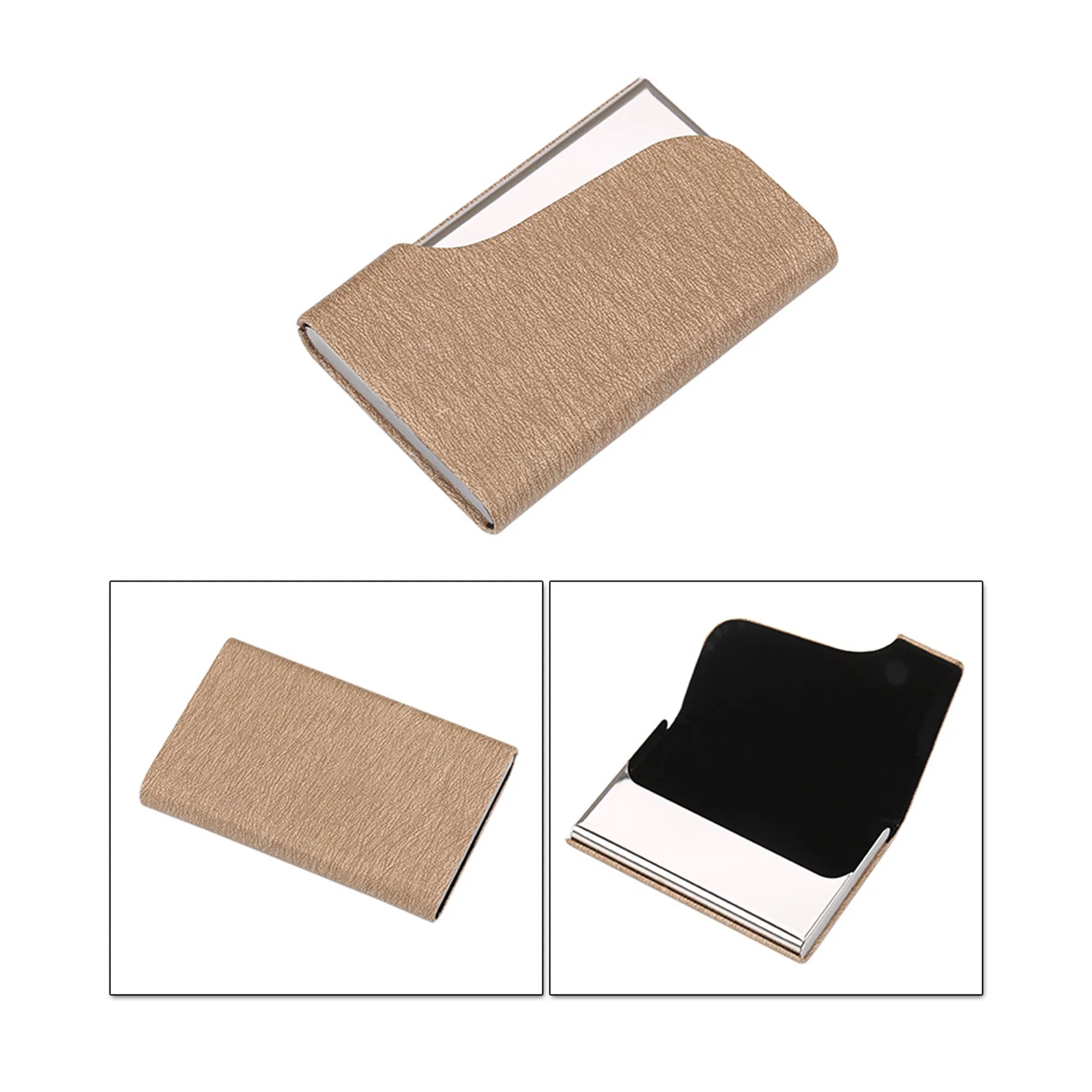 Unisex Pu Leather Business Box Stainless Steel Card Hol 3