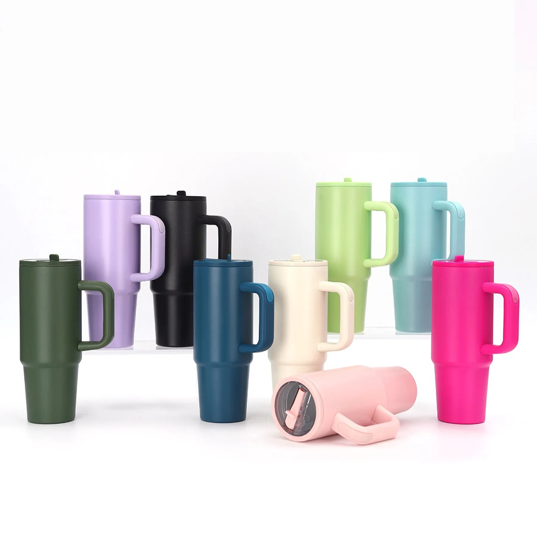 30 oz Stainless Steel Tumbler with Handle & Flip Straw Lid 9