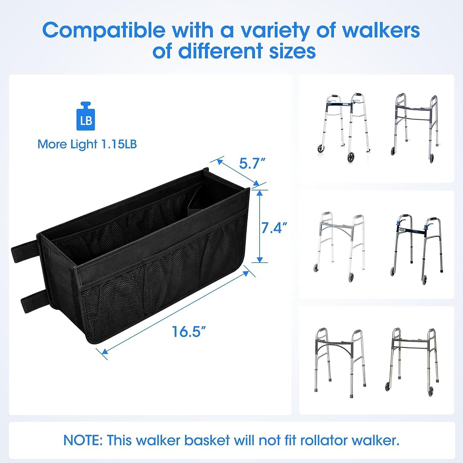 Foldable Oxford Walker Storage Bag w/ Mesh Pockets 5