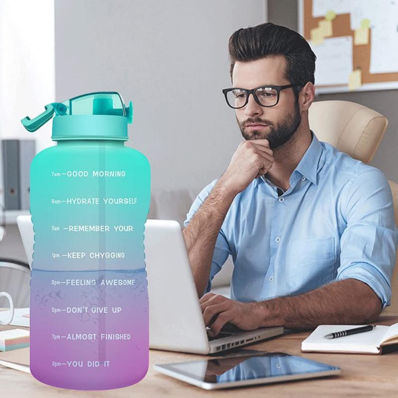 Color Changing 1 Gallon Motivational Water Bottle w/Straw & Time Marker 2