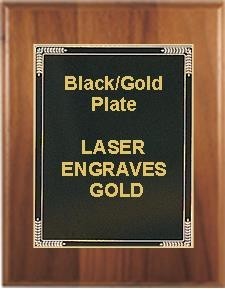 9" x 12" Cherry Finish Plaque with a Black Marble Mist Plate 2