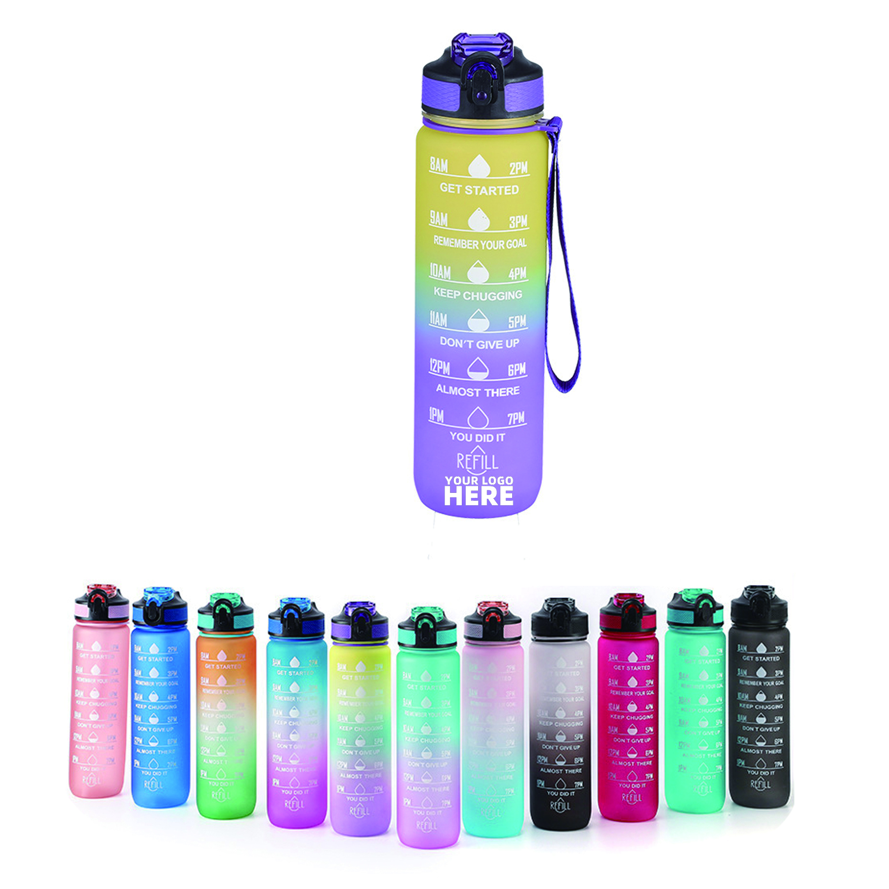 Motivational Drinking Water Bottle With Carrying Strap 1