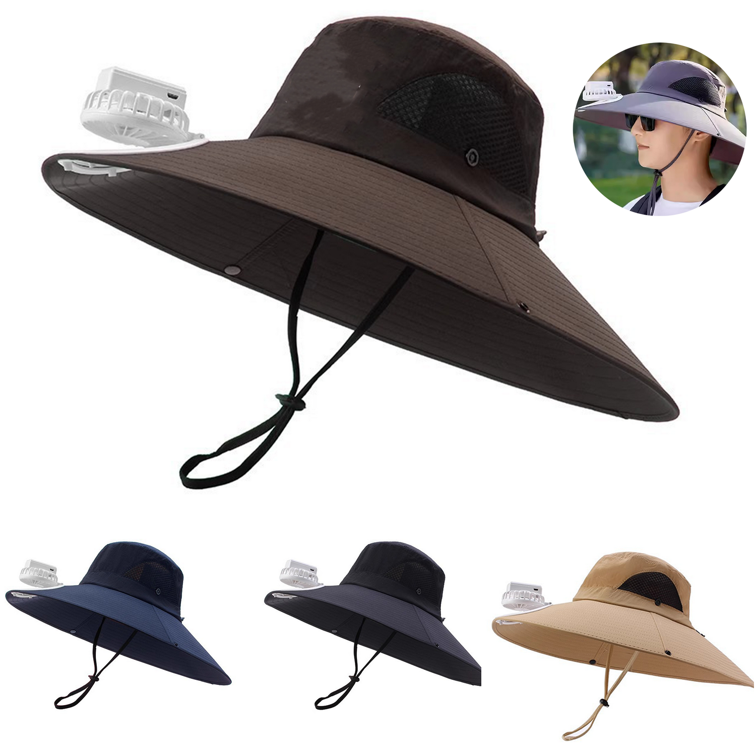 Waterproof Breathable Solar Fan Bucket Hat 4