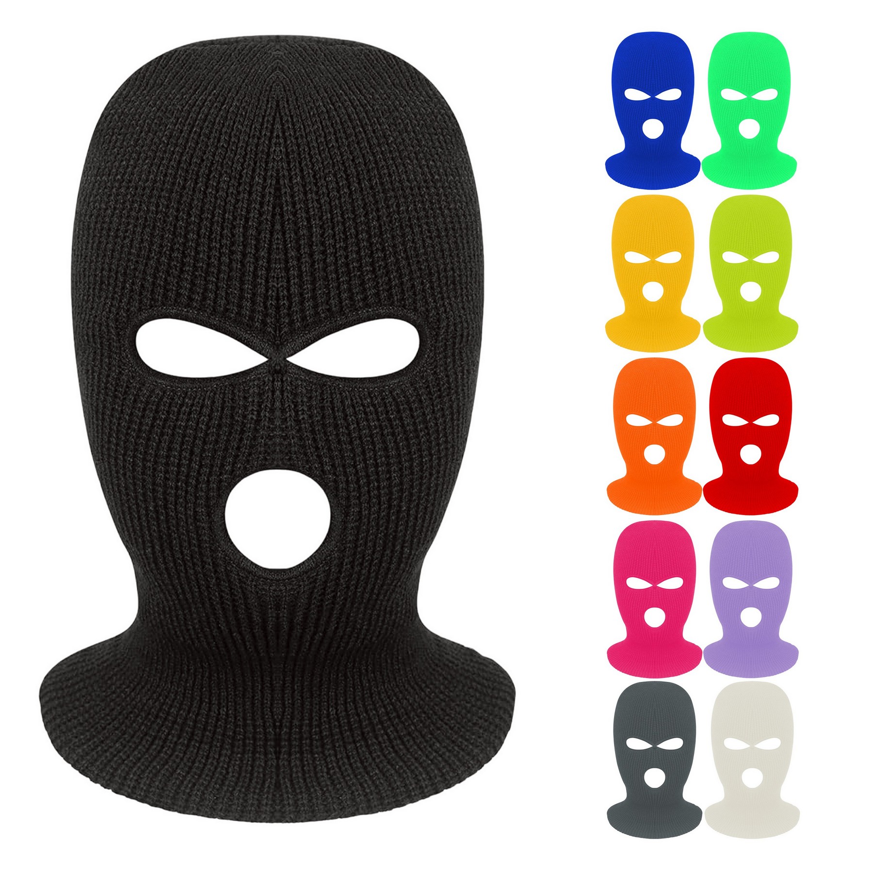 Custom 3 Holes Knitted Ski Mask Neck Gaiter Balaclava 6