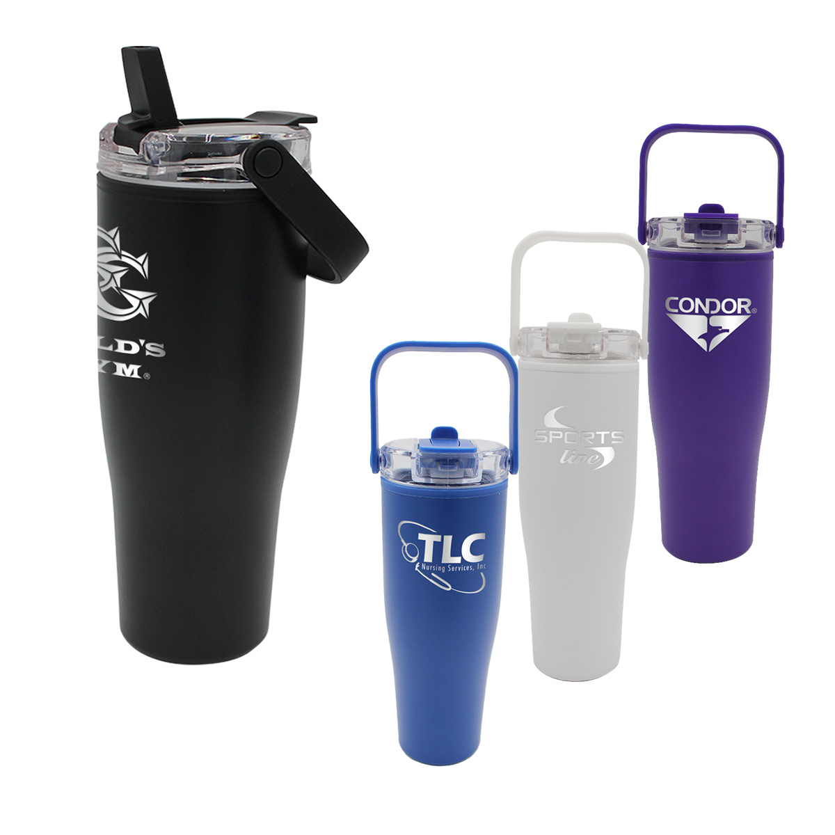 30 Oz. Recycled Tumbler with Handle Lid, Laser, Premium