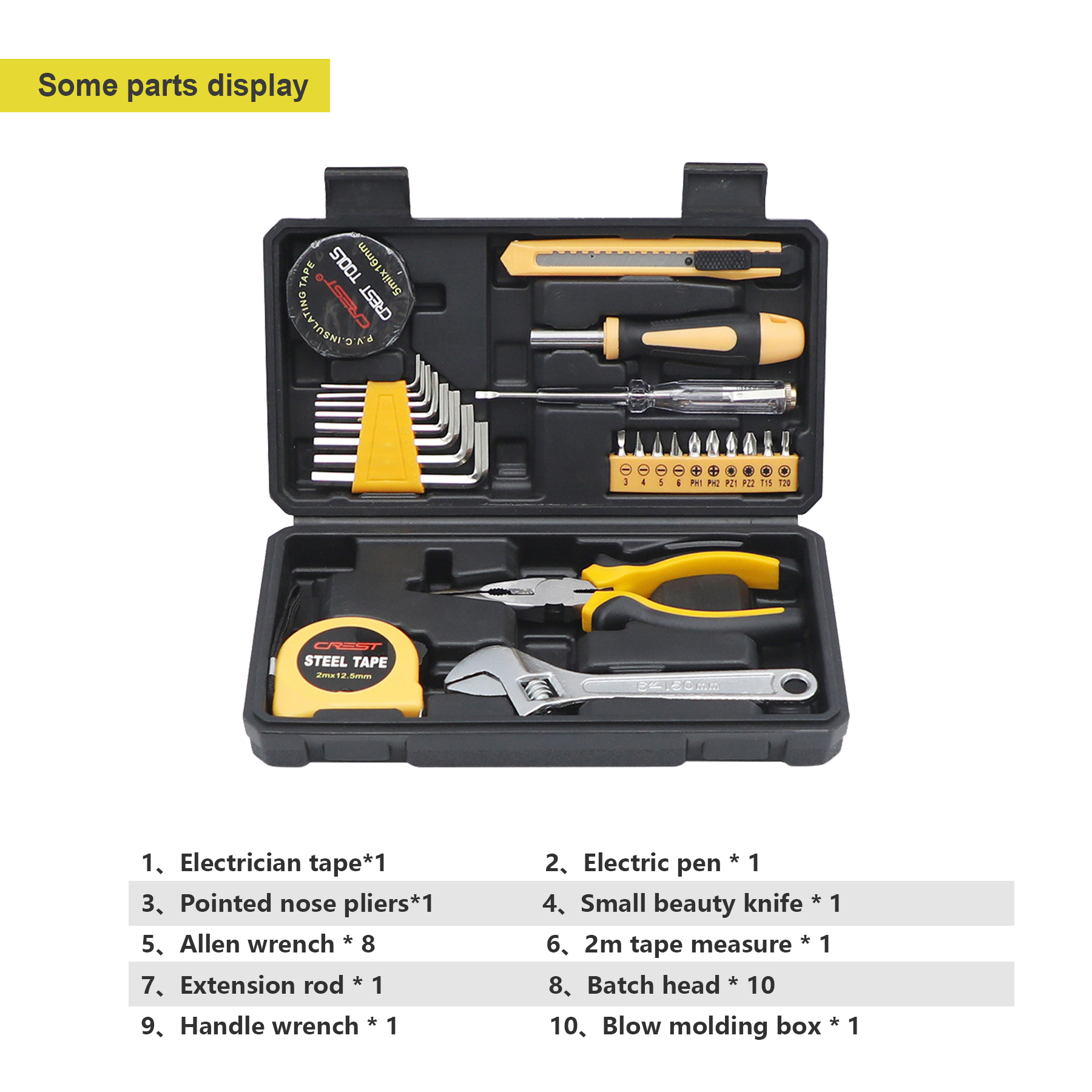 HandyPro 26pc Household Toolbox Set with Wrench, Electrical Tape, and Pliers 3