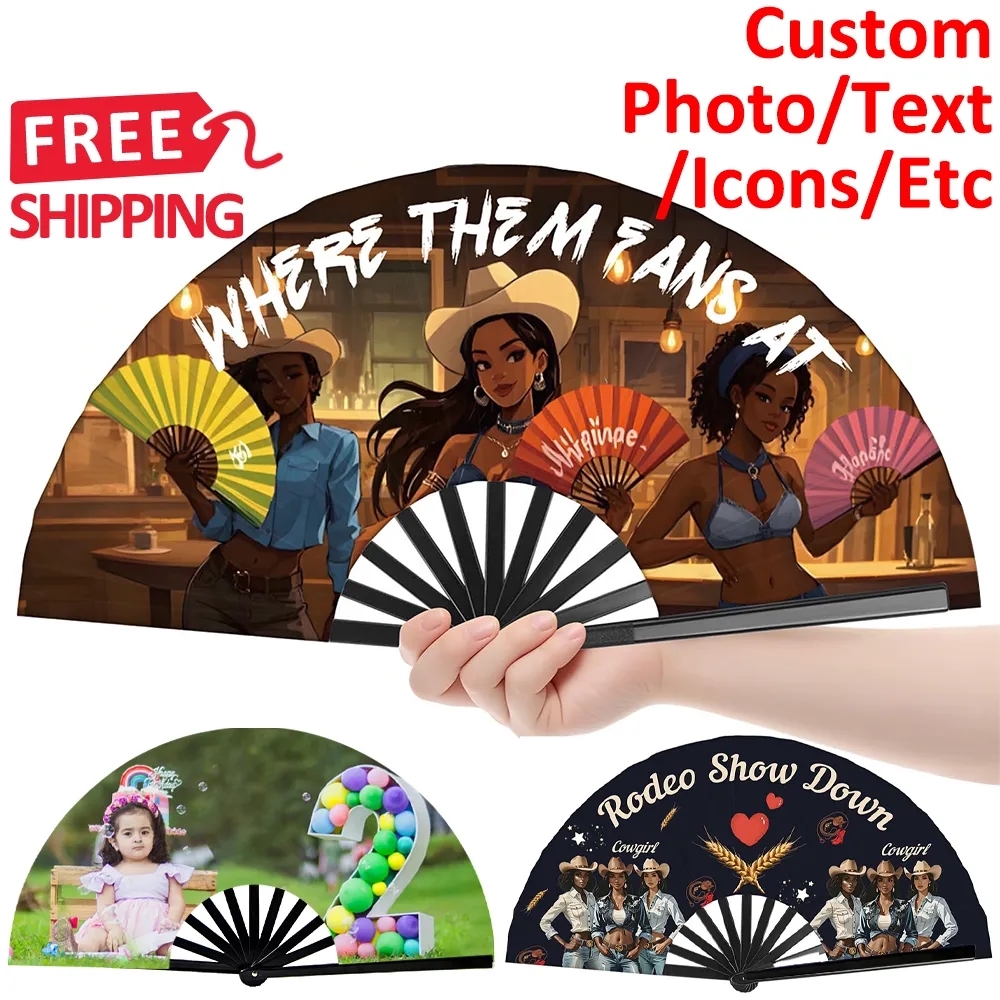Custom Boot on the Ground Hand Folding Fans for Line Dancing 1