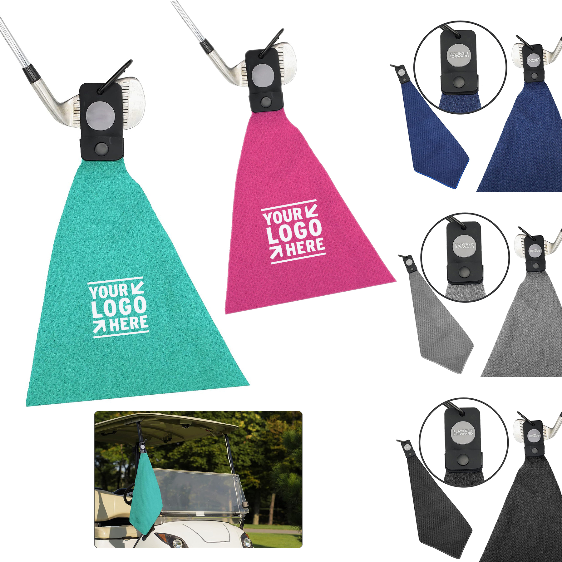 Men Women Industrial Strength Magnetic Waffle Weave Microfiber Golf Towel With Carabiner Clip 2