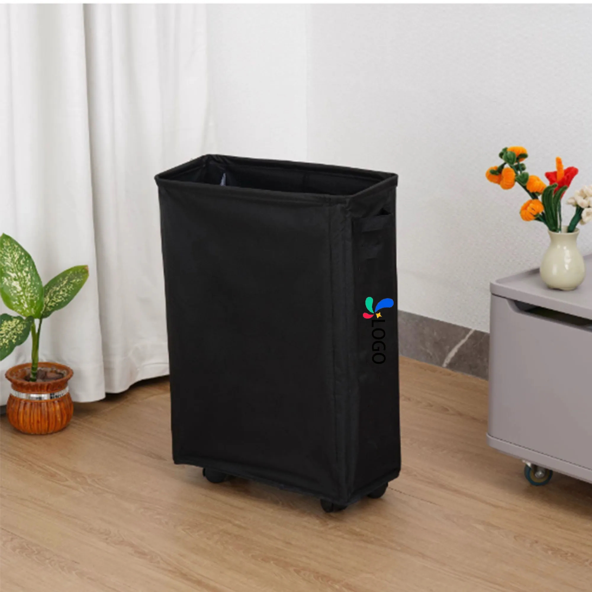 Rolling Slim Laundry Basket 5