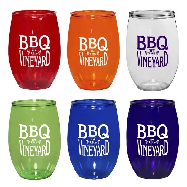 10 oz. Stemless Plastic Wine Glasses 9