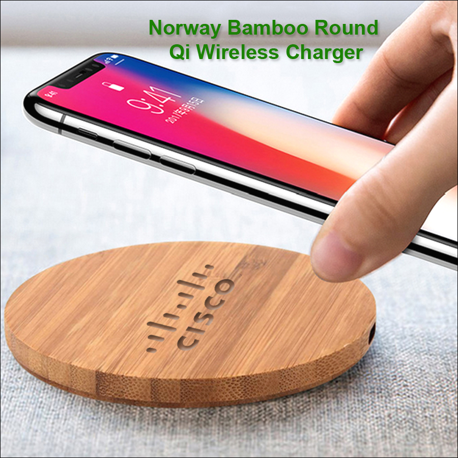 Norway Bamboo Qi Wireless Charger 5 Watts- Round No Extra Tariff