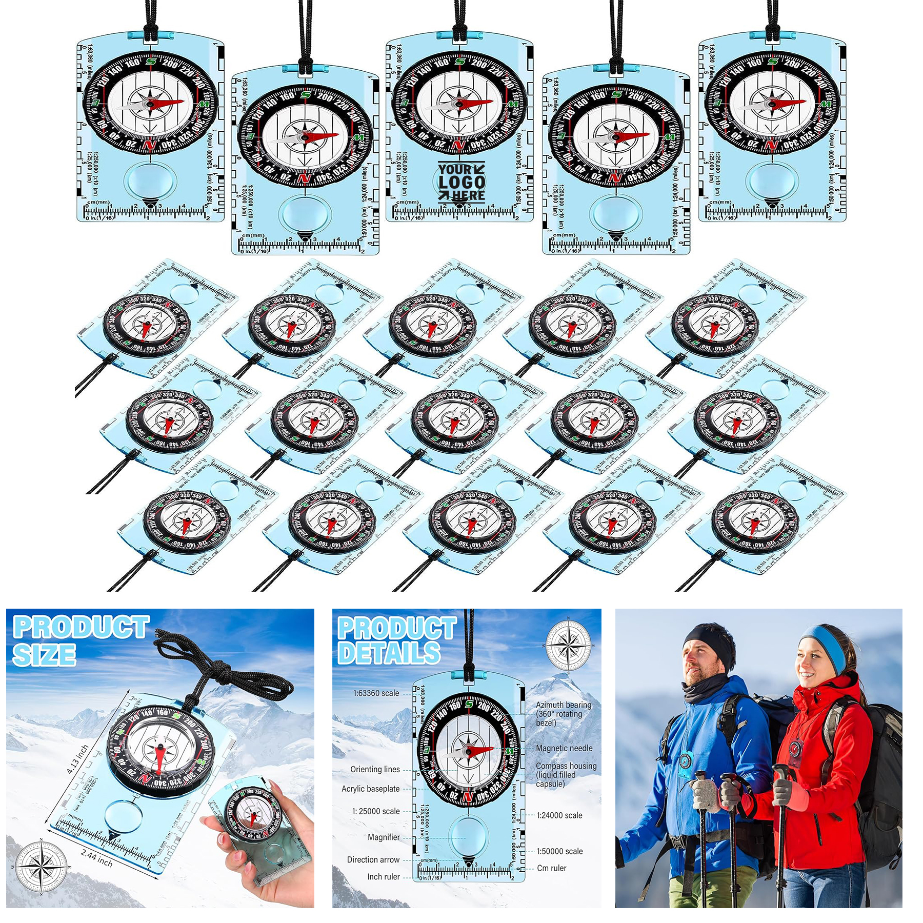20 Pcs Acrylic Orienteering Navigation Backpacking Boy Scout Hiking Map Reading Compass 2