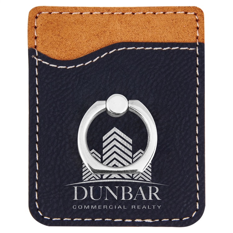 Black/Silver Leatherette Phone Wallet with Silver Ring 1