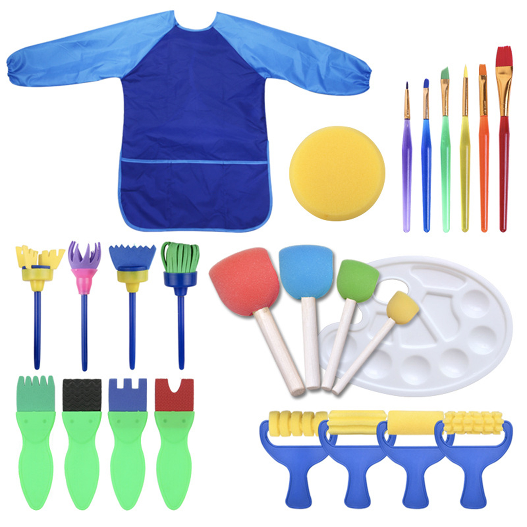 Plastic Sponge brush palette painting set of 25 pieces 5