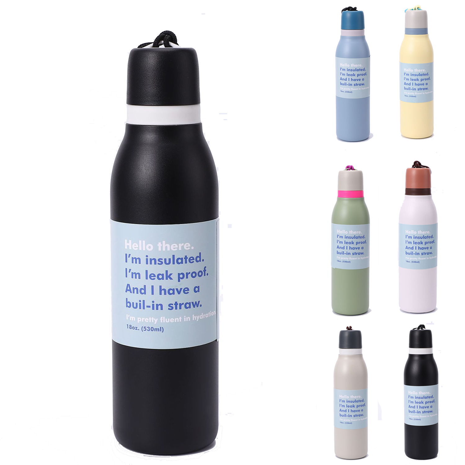 18oz Bowling Shaped Stainless Steel Insulated Sports Bottle 14