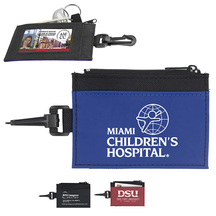 "The Regent" ID Holder with Zipper Wallet and Plastic Carabiner 2