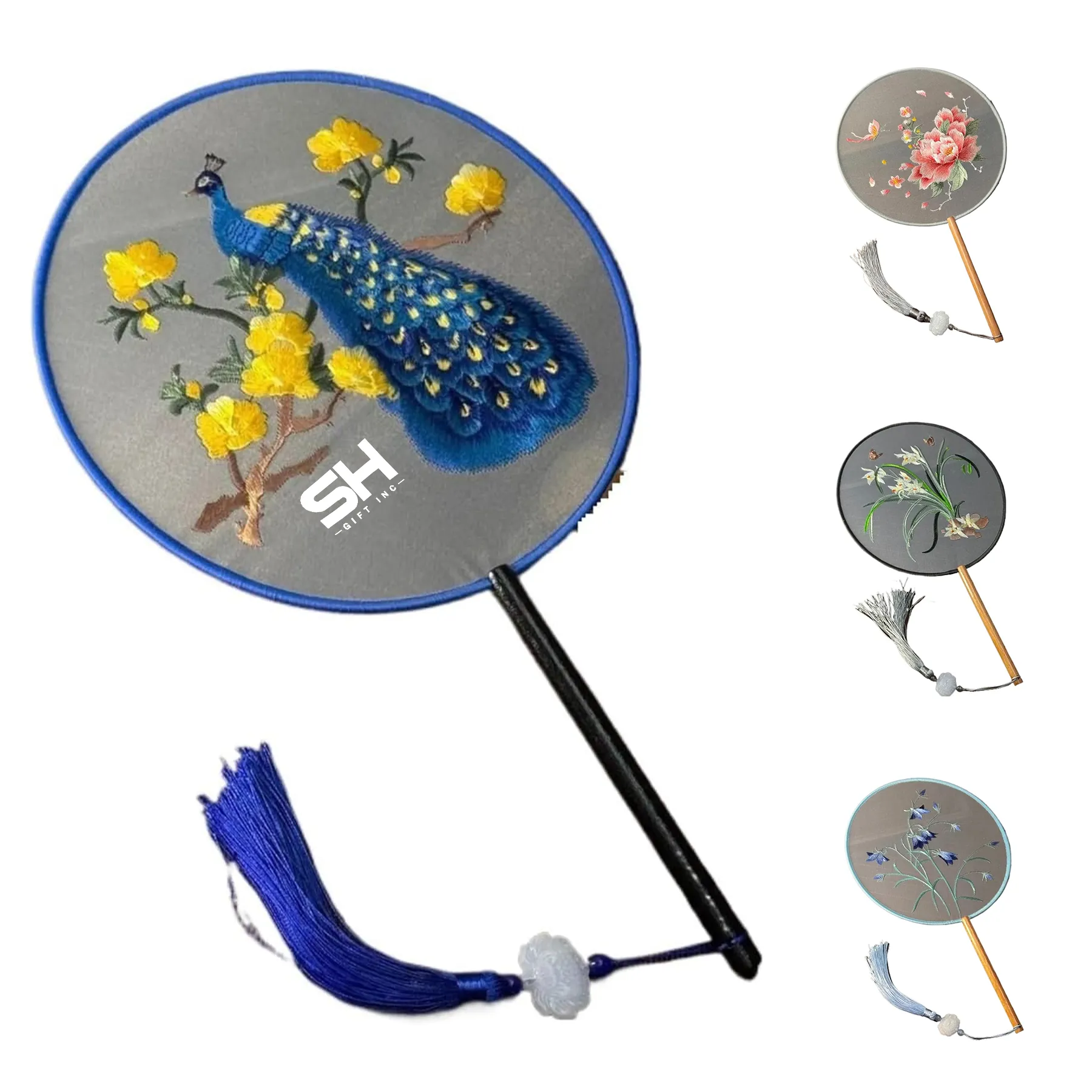 Classic Double Sided Embroidered Fan 1