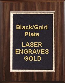 5" x 7" Classic Walnut Finish Plaque with a Black Florentine Plate 1