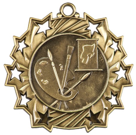 Art Ten Star Medal, 2-1/4" 2