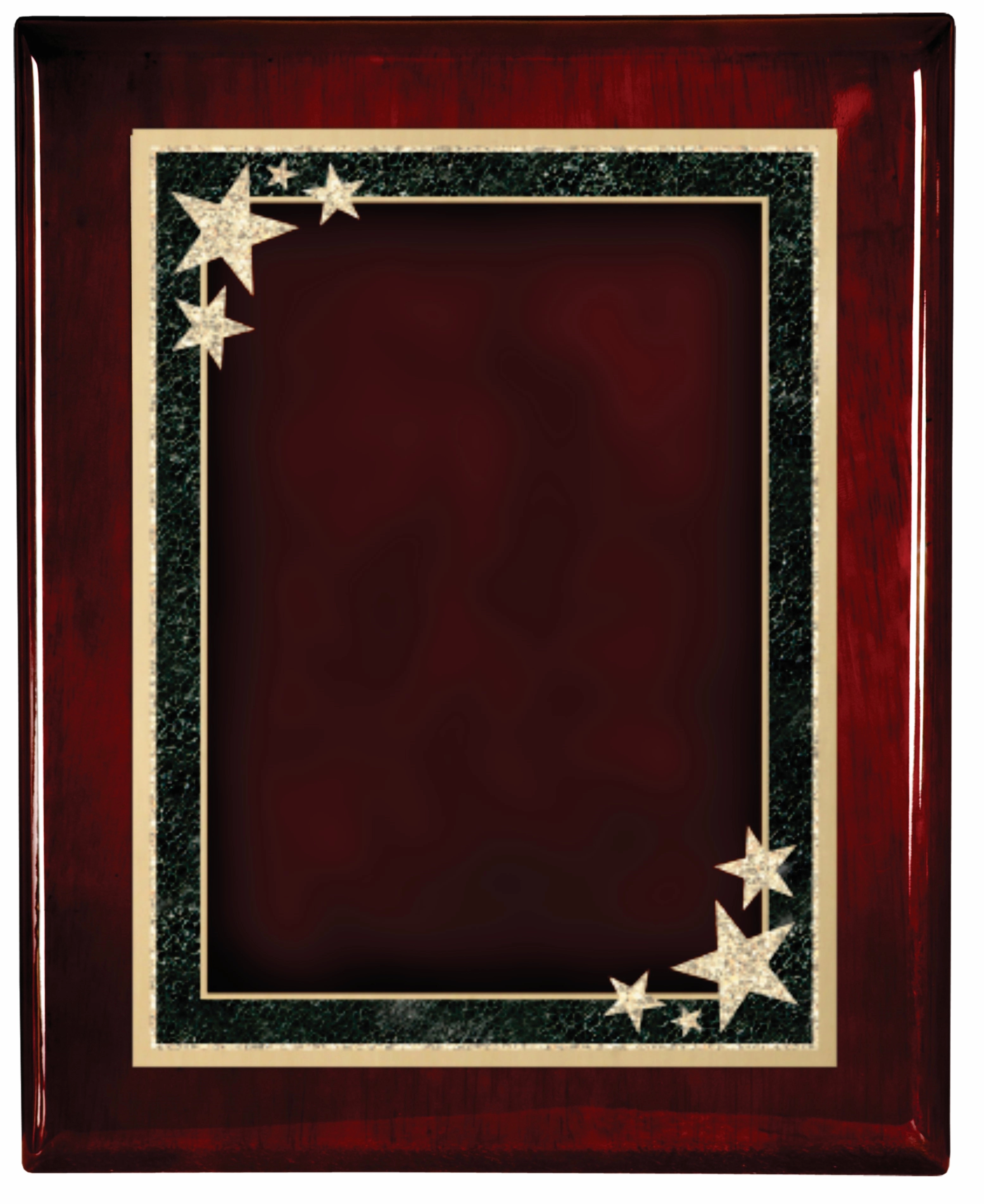 Premium Rosewood Piano Finish Plaque w/ Red Starburst Plate 3