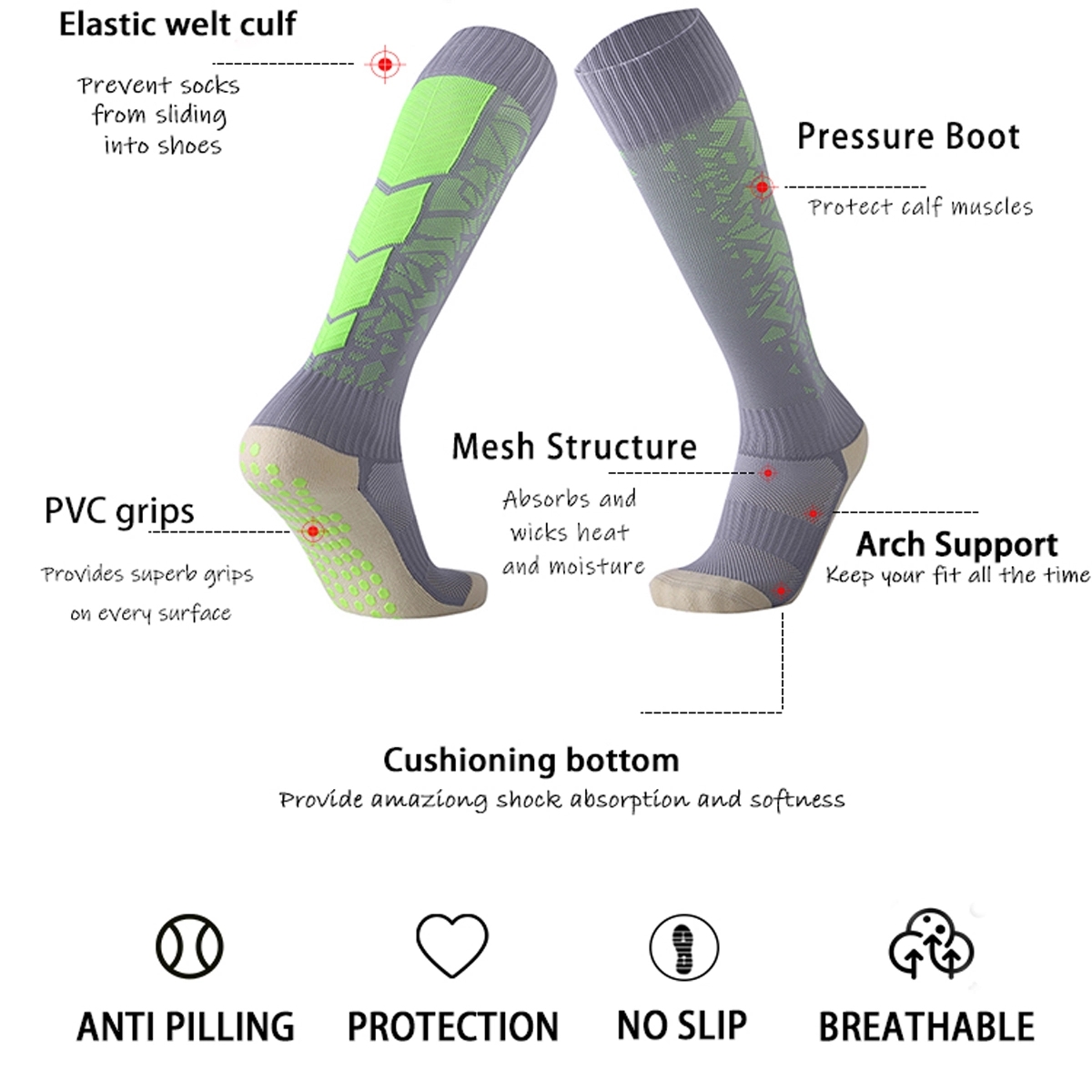 Compression Athletic Crew Grip Football Sock 4
