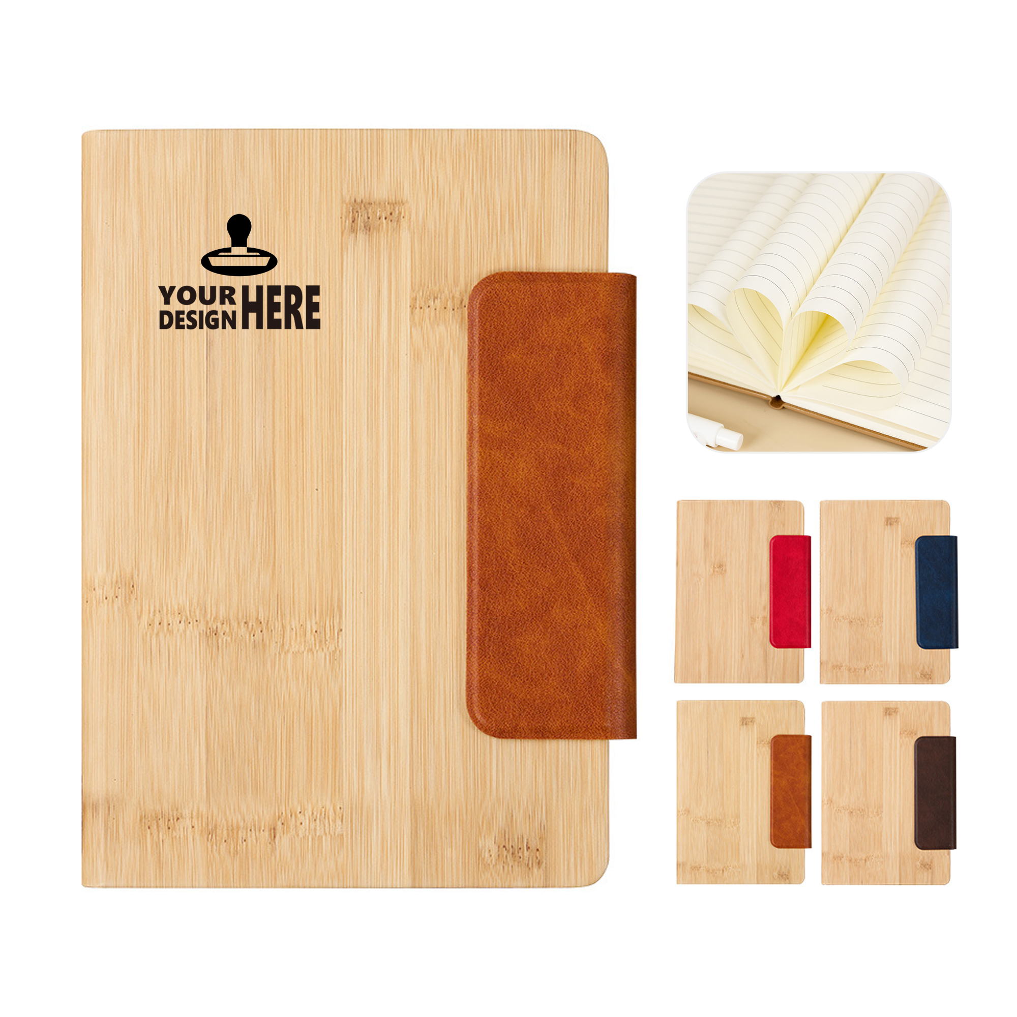 MOQ20 Magnetic Bamboo PU Leather A5 Journal Notebook 1