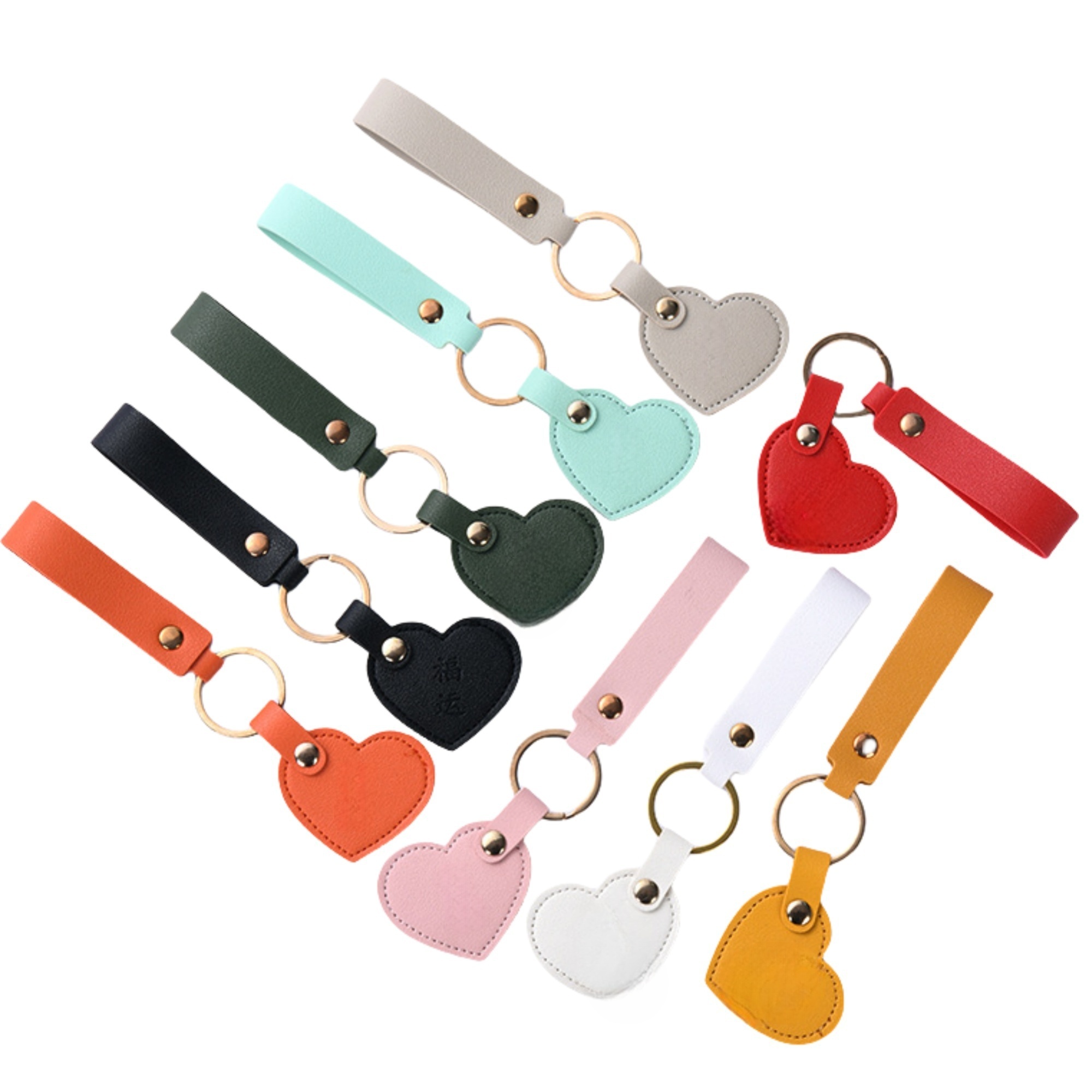 Durable Lightweight Heart Leather Keychain 2