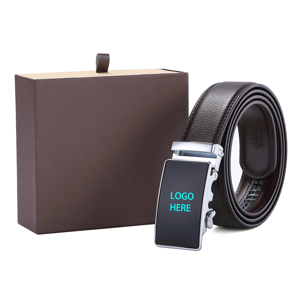 Men'S Leather Dress Belt Automatic Ratchet Buckle 2