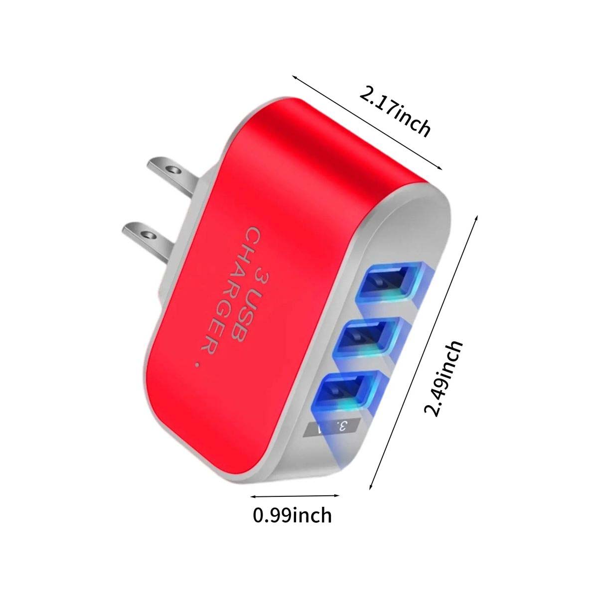 Portable LED USB Charger with Three Outlets 8