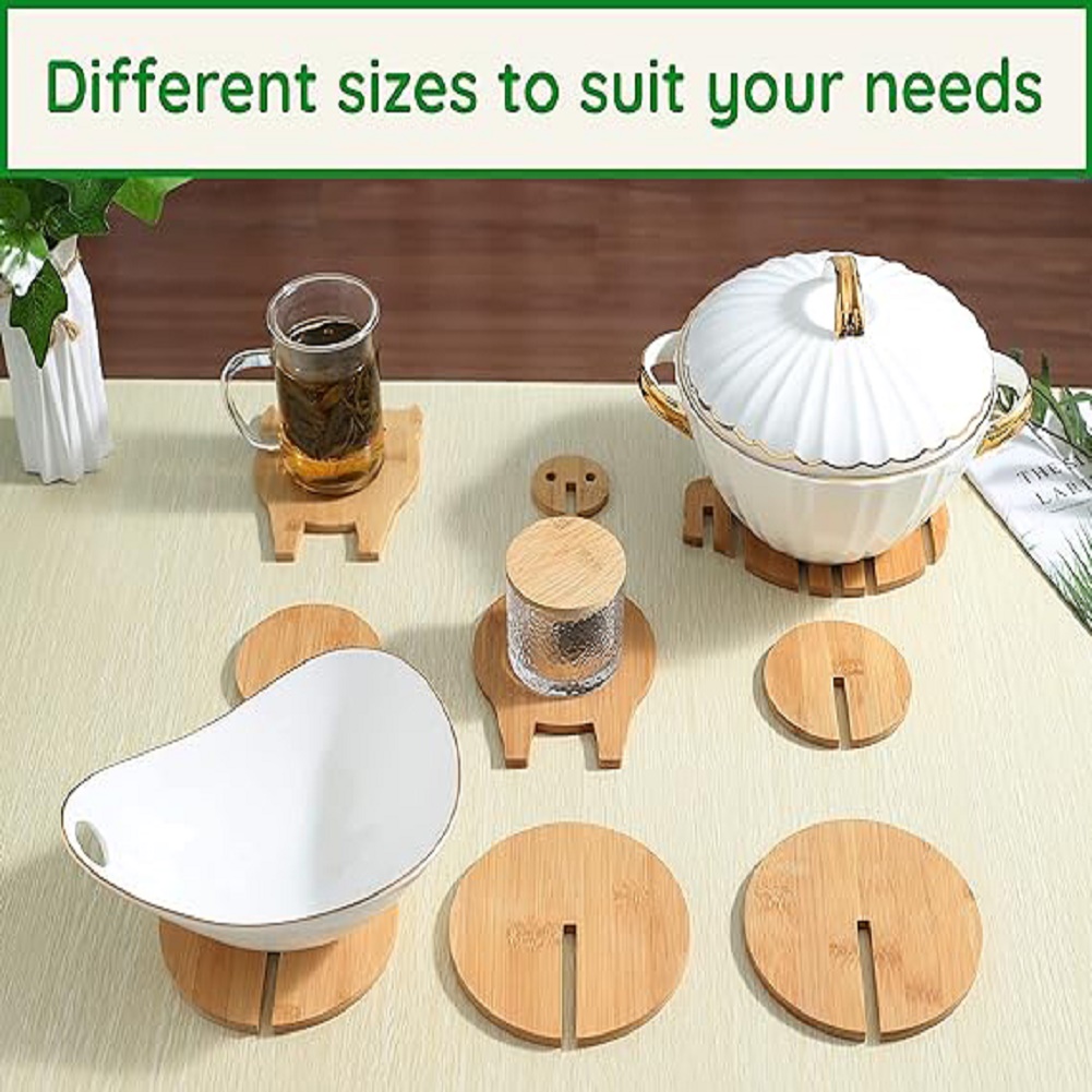 Pig Shaped Bamboo Coaster and Table Top Decoration 8
