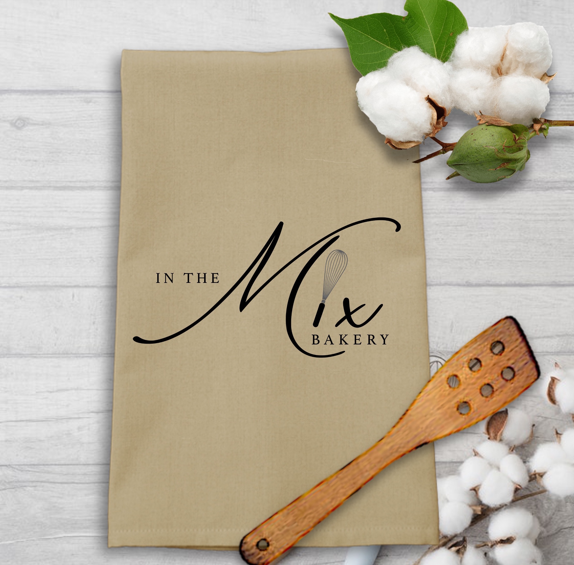 Wheat Solid Plain Weave Kitchen Towel with Custom Print 2