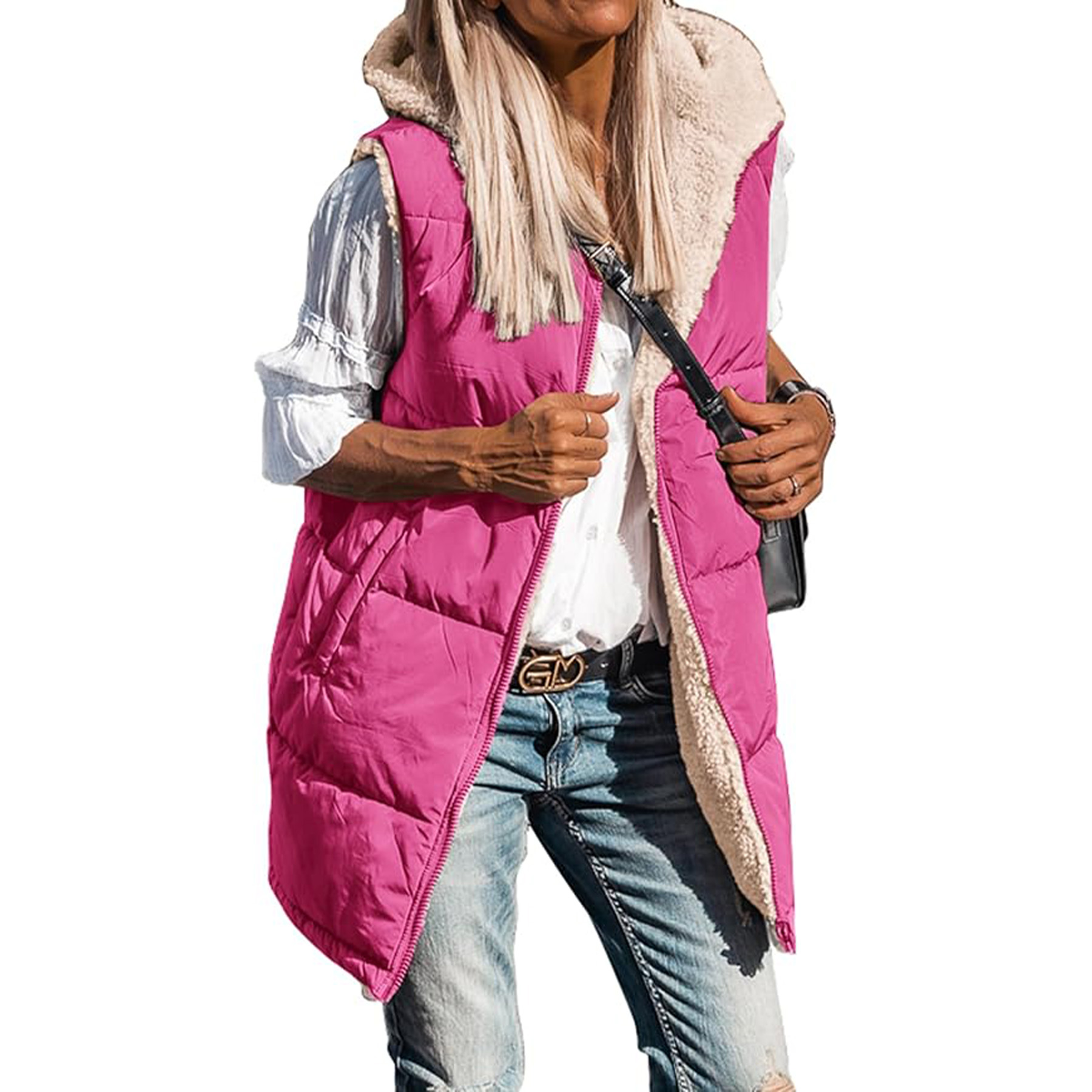 Winter Long Sleeveless Hooded Jacket 14