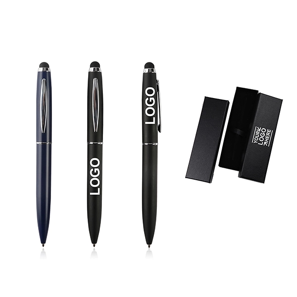 Metal twist action ballpoint pen with stylus 2