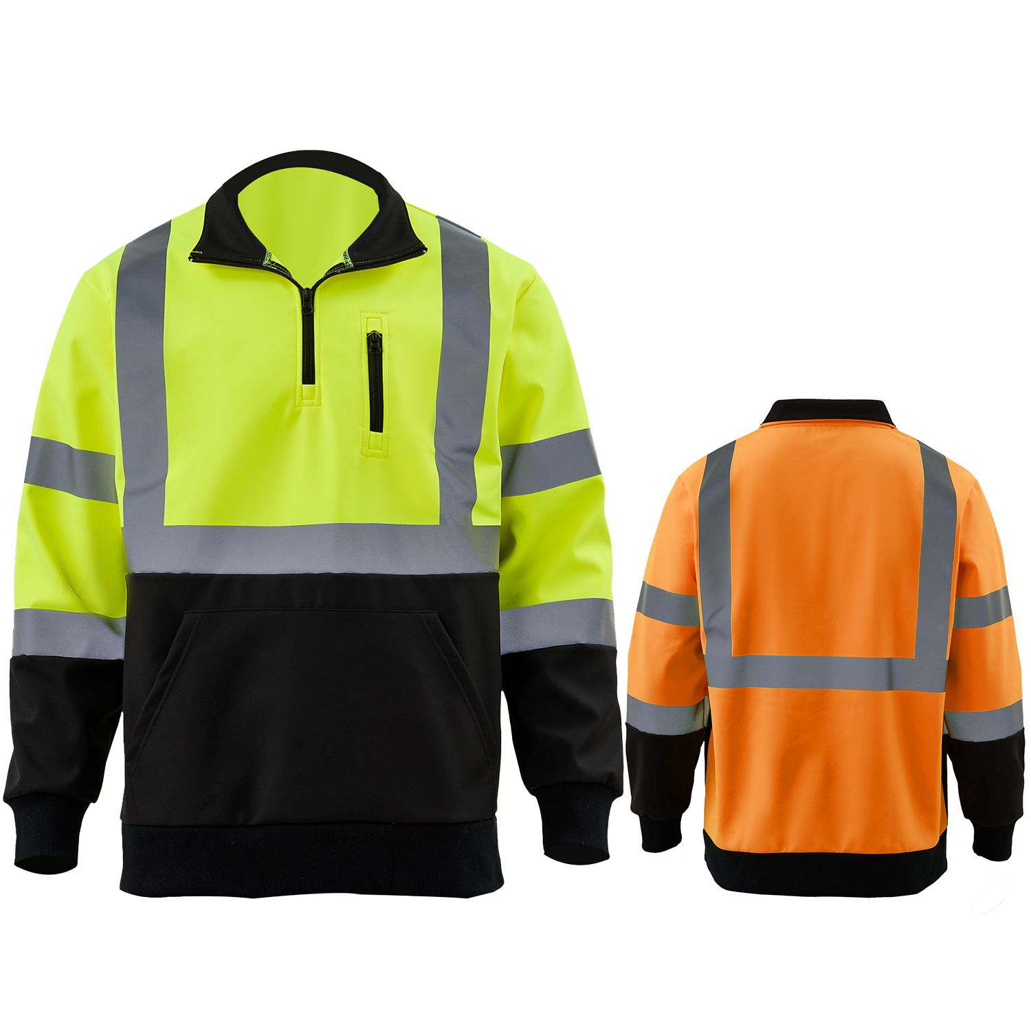 Class 3 Color Block Safety Quarter Zip with Kangaroo Pocket 11