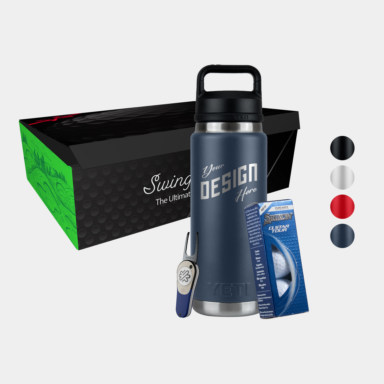 26 Oz YETI® SS Water Bottle, Srixon® Golf Balls & Pitchfix® Icon Divot Tool Gift Set, custom water bottle with logo imprint 5