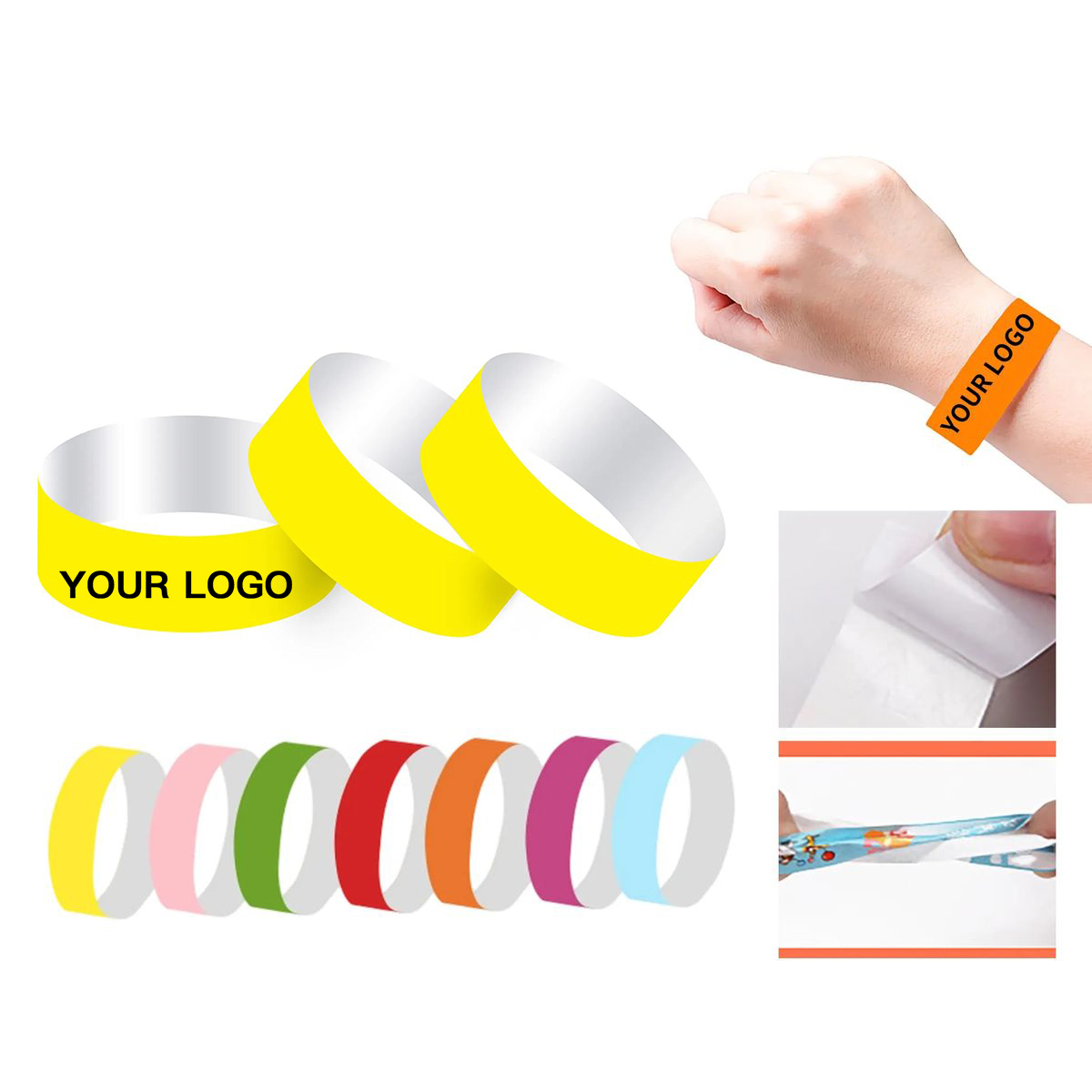 Paper Like Tyvek Wristbands with Tear Resistant Design 2