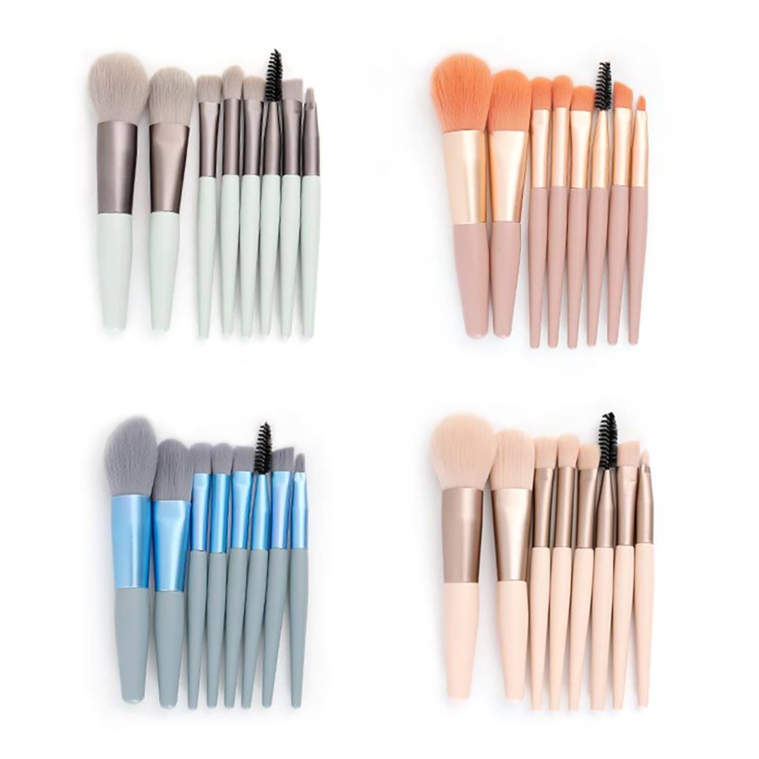 8-Piece Makeup Brush Set, Macaron-Themed Portable Blush 9