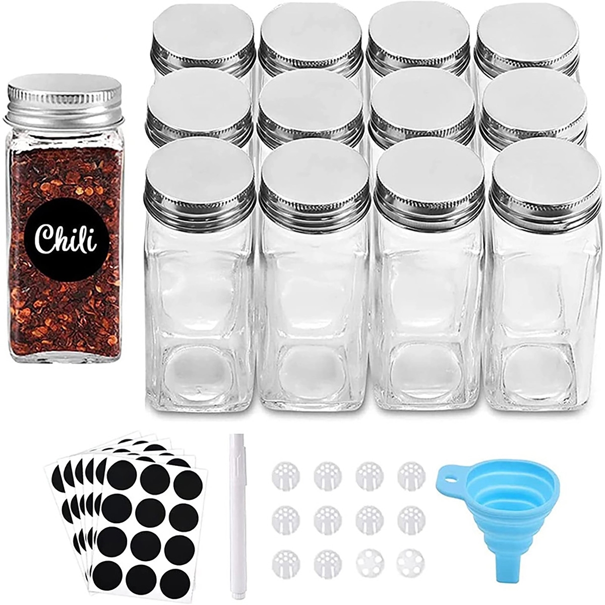 6Oz Glass Spice Jars With Labels 30 Pcs 3