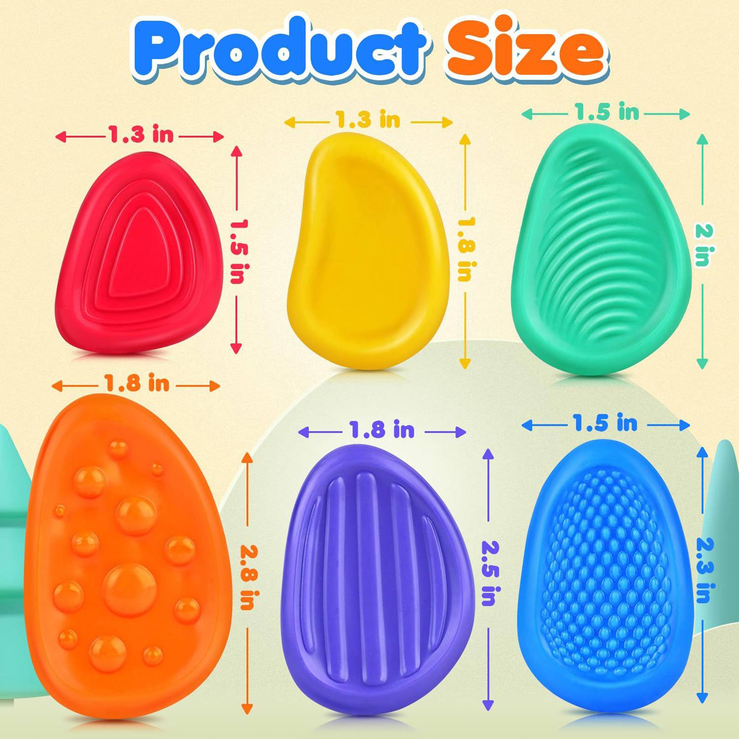 6Pack Sensory Stone Soft Silicone Decompression Toy 3