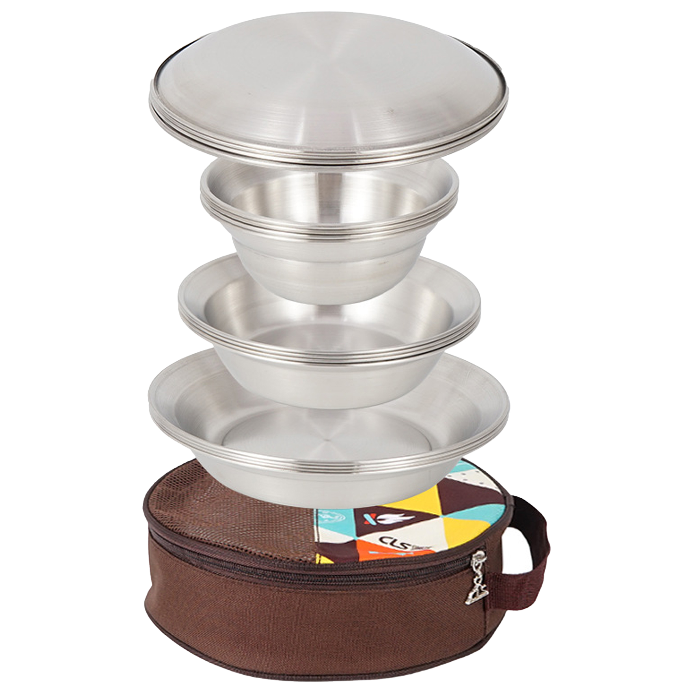 Stainless Steel Portable Camping Plate Set 5